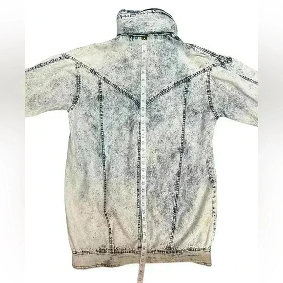 PAN ASIA Vintage Women's 80's Acid Wash Long Denim Jean Jacket With Hood - Picture 11 of 13